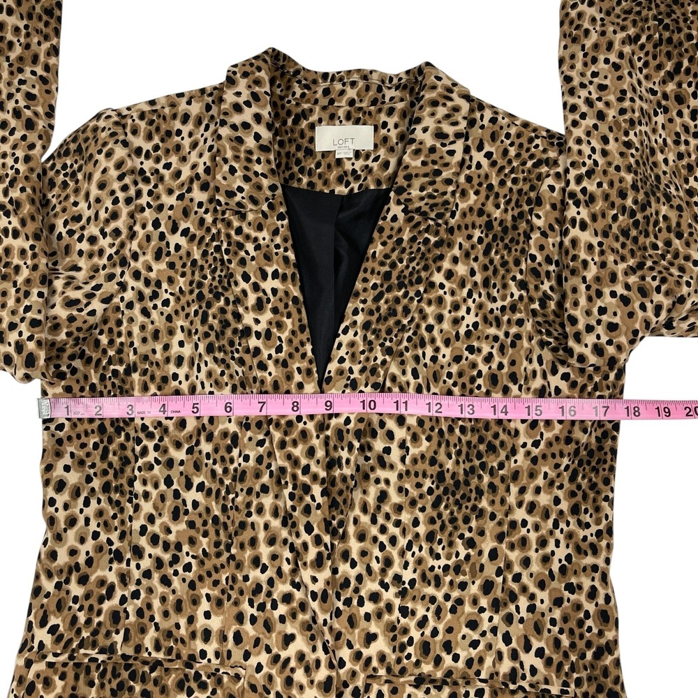 LOFT Petites Blazer Jacket 6P Brown Black Leopard Animal Print Open Front Career - Picture 8 of 12